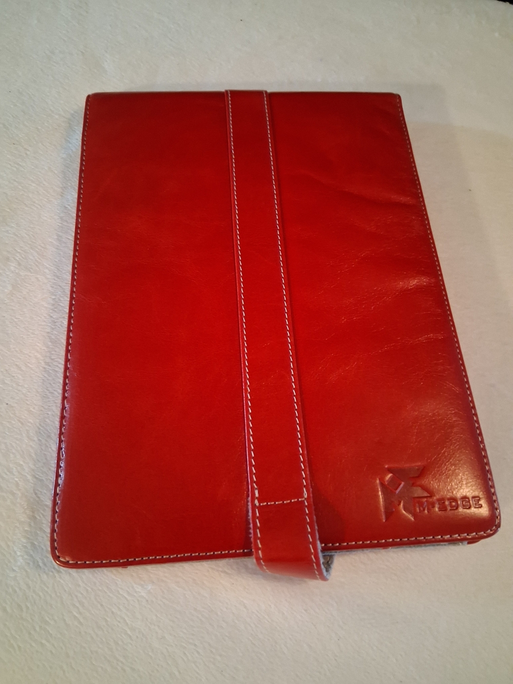 edge Red Tablet Folio Case with Stitch-Detail Strap